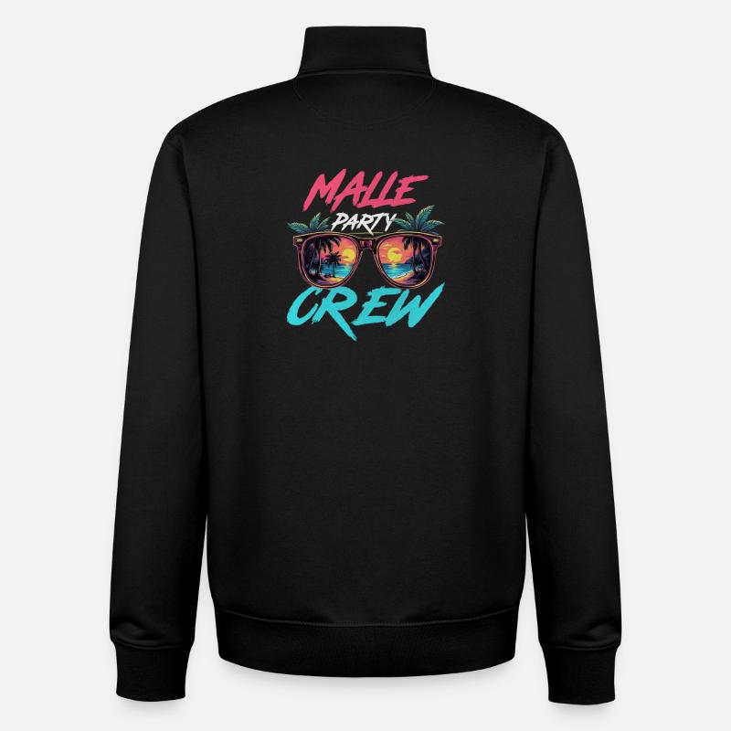 Malle Party Crew - Sweat zippé unisexe en coton bio Stanley/Stella - noir