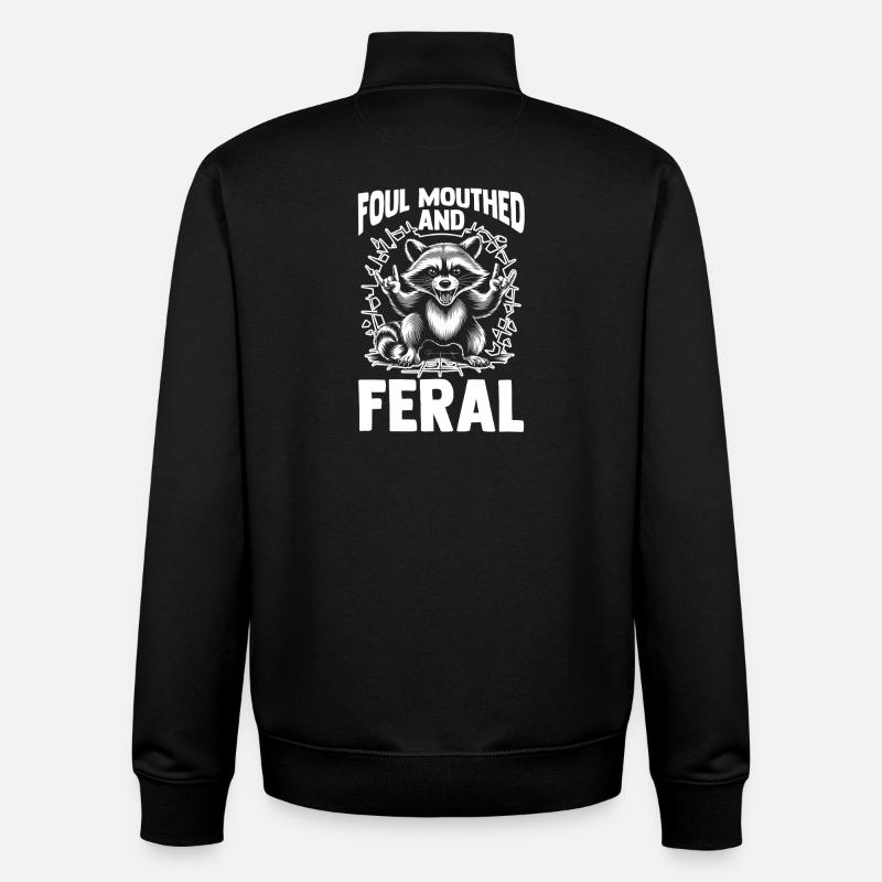 Panda Poubelle - Sweat zippé unisexe en coton bio Stanley/Stella - noir