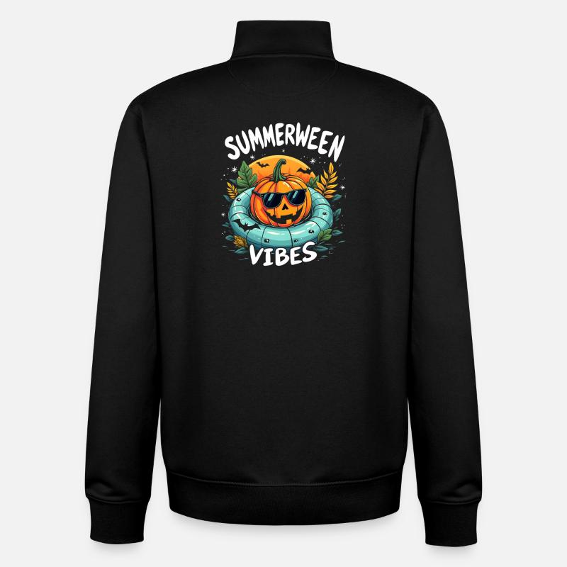 Ambiance Summerween Halloween - Sweat zippé unisexe en coton bio Stanley/Stella - noir