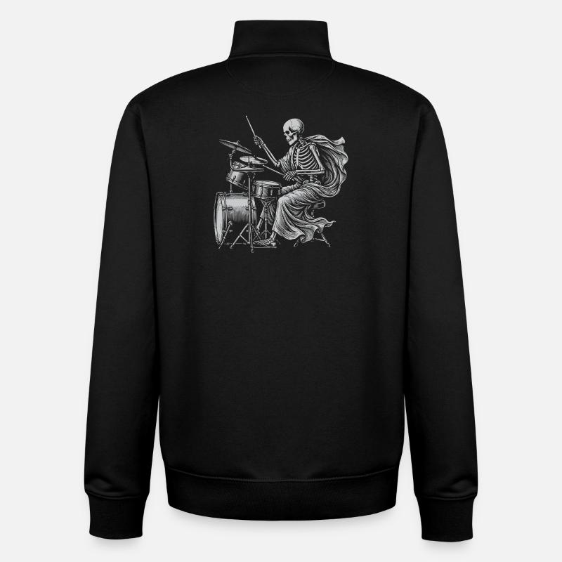 Skeleton Drummer with Cape - Unisex Organic Zip Sweatshirt by Stanley/Stella - black