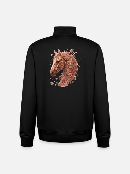 Flora, Pferdekopf mit Blüten - Unisex Organic Zip Sweatshirt von Stanley/Stella - Schwarz
