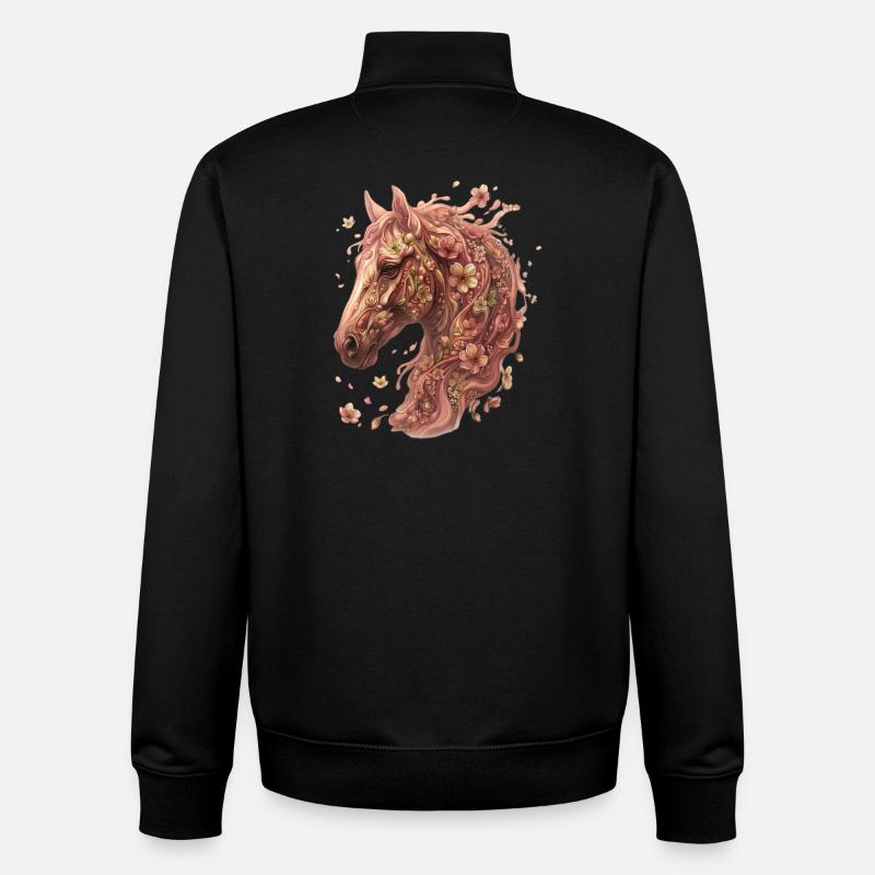 Flora, Pferdekopf mit Blüten - Unisex Organic Zip Sweatshirt von Stanley/Stella - Schwarz