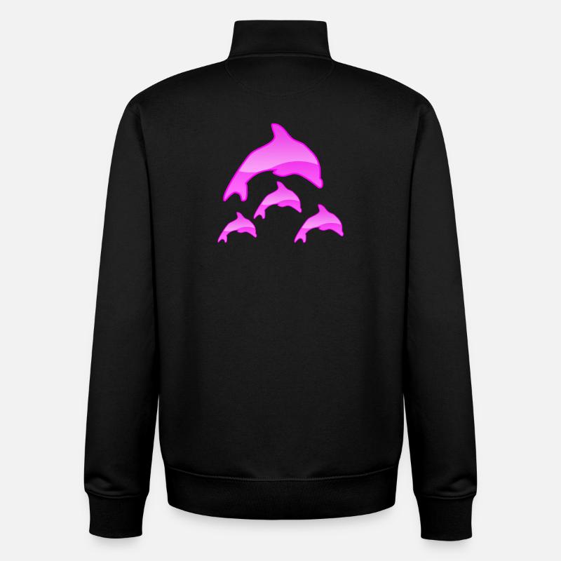 Dauphins - Sweat zippé unisexe en coton bio Stanley/Stella - noir