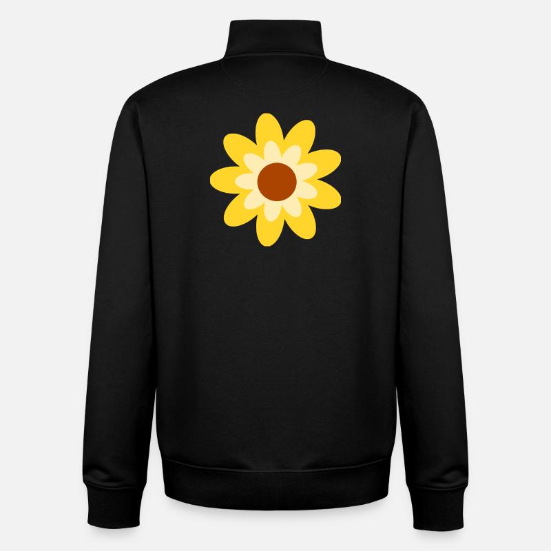 70s Flower Pattern Hippie Gift - Unisex Organic Zip Sweatshirt by Stanley/Stella - black