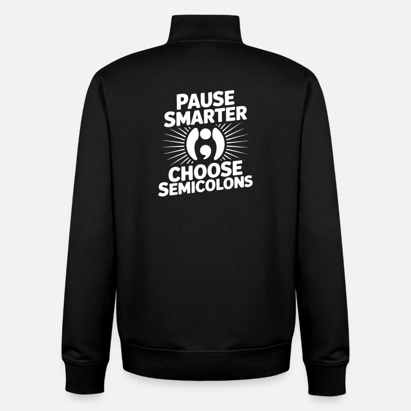 Pause point-virgule Smarter Point-virgule - Sweat zippé unisexe en coton bio Stanley/Stella - noir