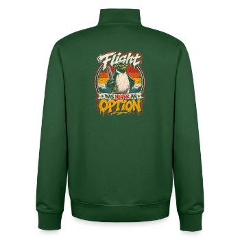 Combative penguin: Never an option - Unisex Organic Zip Sweatshirt by Stanley/Stella - bottle green - Back - AI Model Male 185 dark (185cm)