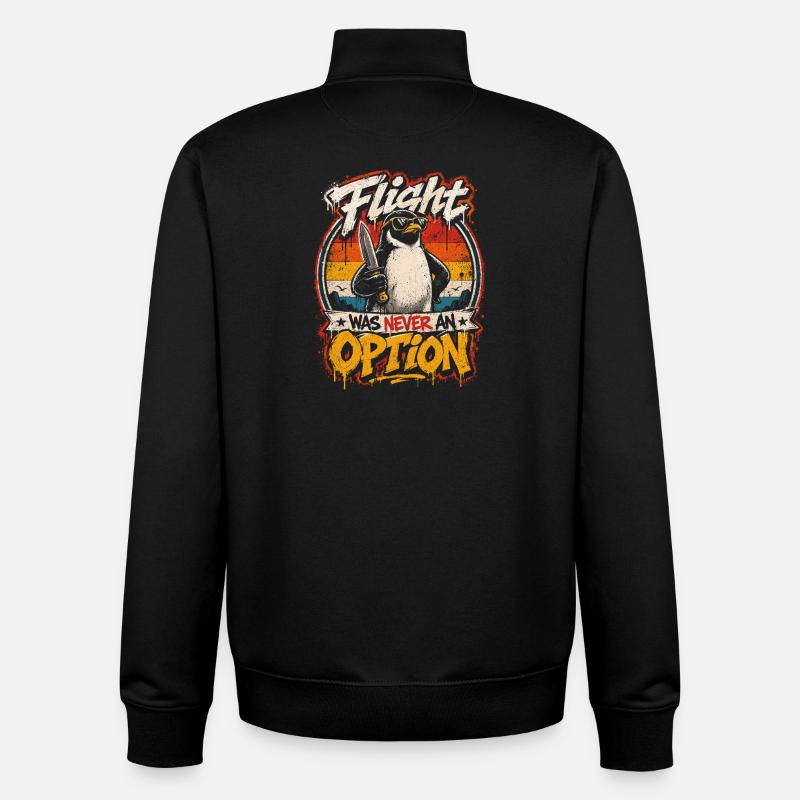 Combative penguin: Never an option - Unisex Organic Zip Sweatshirt by Stanley/Stella - black