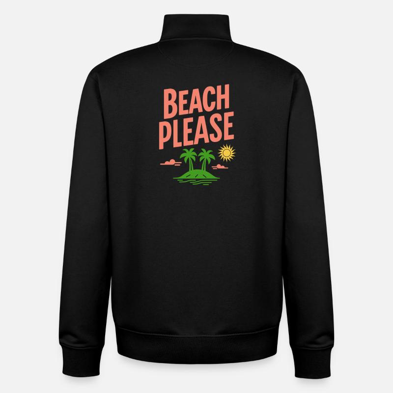 Beach Please Lustiger Strand Spruch Retro - Unisex Organic Zip Sweatshirt von Stanley/Stella - Schwarz