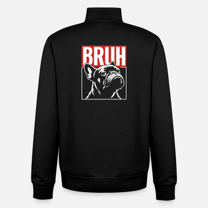 Graphismes BRUH Bulldog - Sweat zippé unisexe en coton bio Stanley/Stella - noir