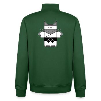 Judo Cat - Sweat zippé unisexe en coton bio Stanley/Stella - vert bouteille - Dos - AI Model Male 185 dark (185cm)