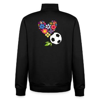 Blumenherz mit Fußball - Unisex Organic Zip Sweatshirt von Stanley/Stella - Schwarz - Hinten - AI Model Male 185 light (185cm)