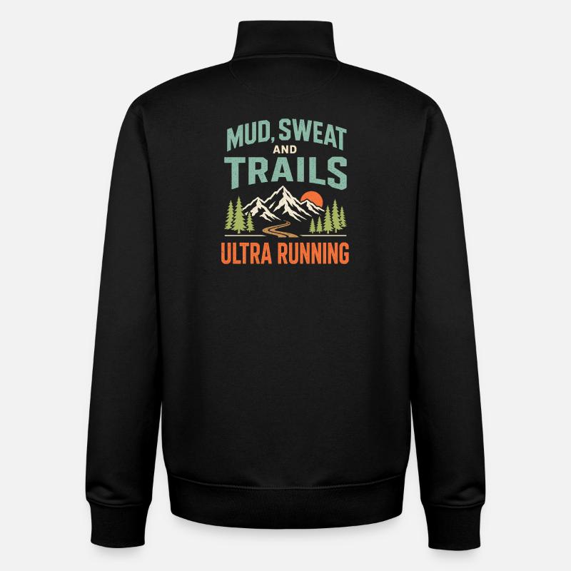 Course ultra sur les sentiers - Sweat zippé unisexe en coton bio Stanley/Stella - noir