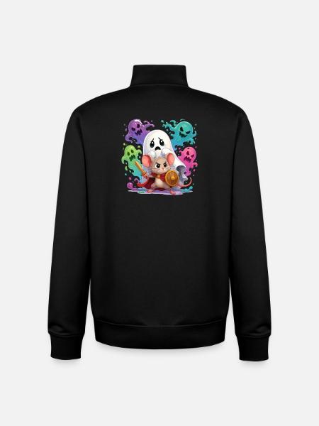 Ghost Adventure Mouse Knight - Unisex Organic Zip Sweatshirt by Stanley/Stella - black