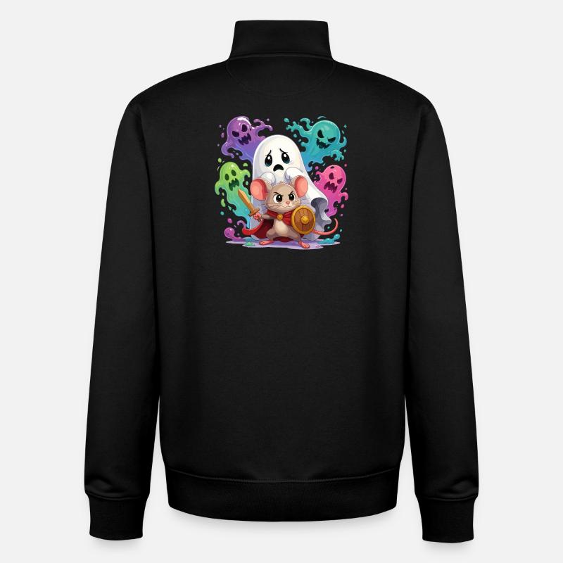 Aventure Fantôme Chevalier Souris - Sweat zippé unisexe en coton bio Stanley/Stella - noir