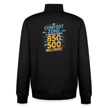 Zone de confort 850–500 hPa | Météorologie - Sweat zippé unisexe en coton bio Stanley/Stella - noir - Dos - AI Model Male 185 light (185cm)
