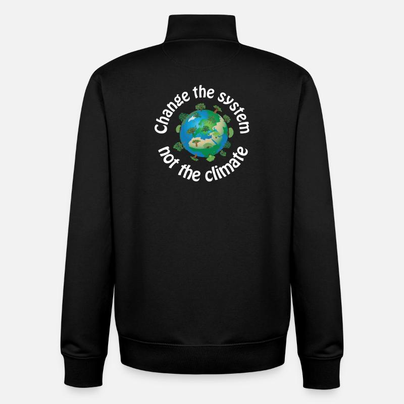 Changer le système, pas le climat - Sweat zippé unisexe en coton bio Stanley/Stella - noir