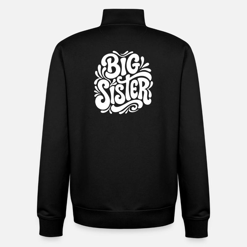 Big Sister Psychedelic Splash - Sweat zippé unisexe en coton bio Stanley/Stella - noir