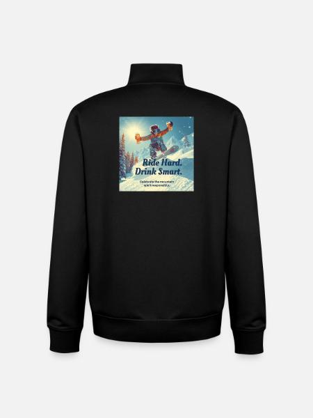 Ride Hard Drink Smart Mountain Fun - Unisex Organic Zip Sweatshirt by Stanley/Stella - black