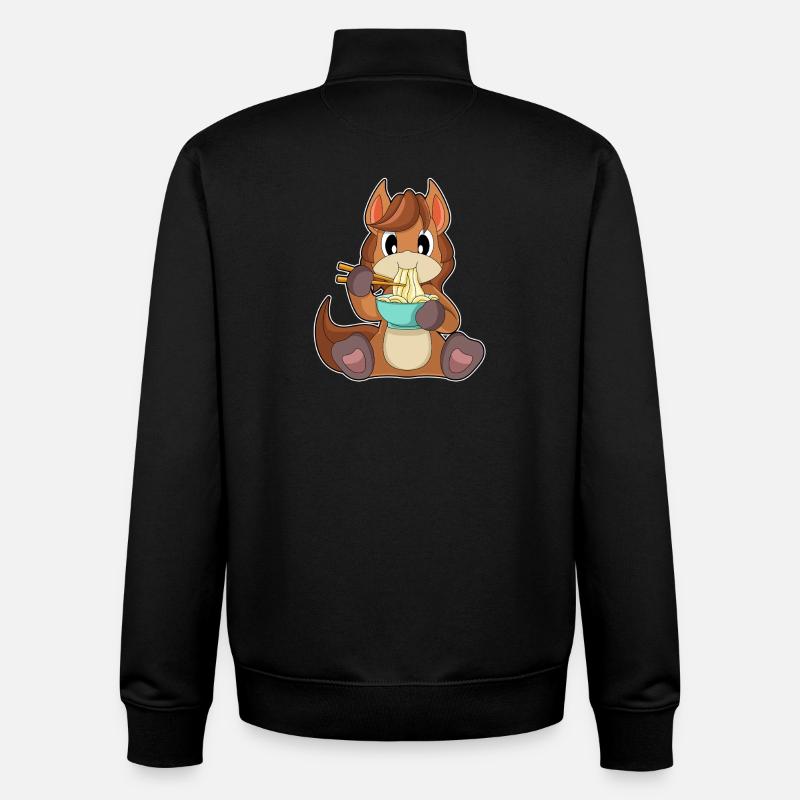 Cuisinière de chevaux Ramen - Sweat zippé unisexe en coton bio Stanley/Stella - noir