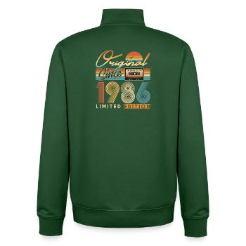 40e anniversaire, 40 ans - Sweat zippé unisexe en coton bio Stanley/Stella - vert bouteille - Dos - AI Model Male 185 dark (185cm)