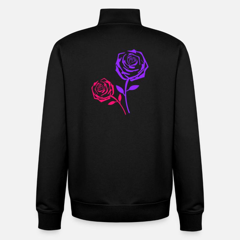 Rose Duo Rose Néon Violet - Sweat zippé unisexe en coton bio Stanley/Stella - noir