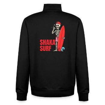 Shaka Surf Skeleton Surf Surfeur d’été - Sweat zippé unisexe en coton bio Stanley/Stella - noir - Dos - AI Model Male 185 light (185cm)