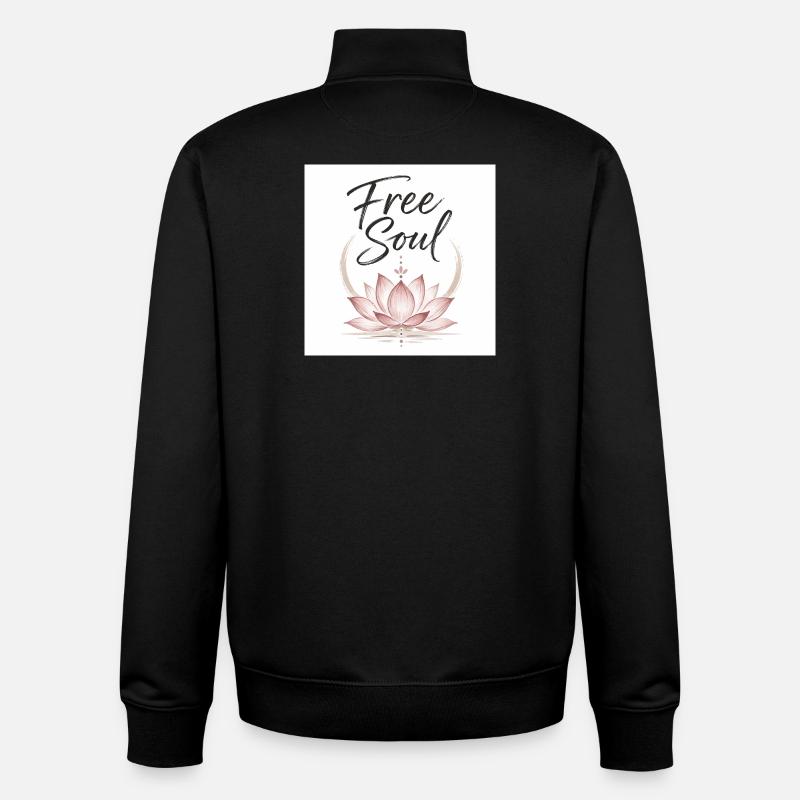 Fleur de Lotus de l’Âme Libre - Sweat zippé unisexe en coton bio Stanley/Stella - noir