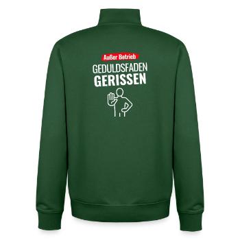 Außer Betrieb Geduldsfaden gerissen - Unisex Organic Zip Sweatshirt von Stanley/Stella - Flaschengrün - Hinten - AI Model Male 185 dark (185cm)