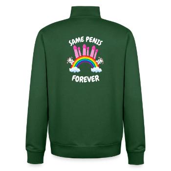 Même pénis pour toujours mariée - Sweat zippé unisexe en coton bio Stanley/Stella - vert bouteille - Dos - AI Model Male 185 dark (185cm)