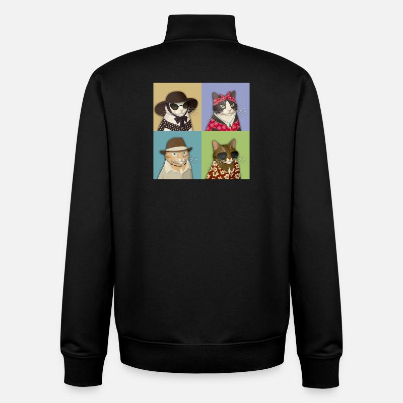 Pop Art de chat d’été - Sweat zippé unisexe en coton bio Stanley/Stella - noir