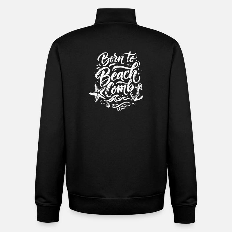 Né à Beach Comb - Sweat zippé unisexe en coton bio Stanley/Stella - noir