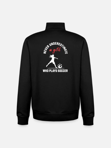 Mädchen, das Fußball spielt - Unisex Organic Zip Sweatshirt von Stanley/Stella - Schwarz