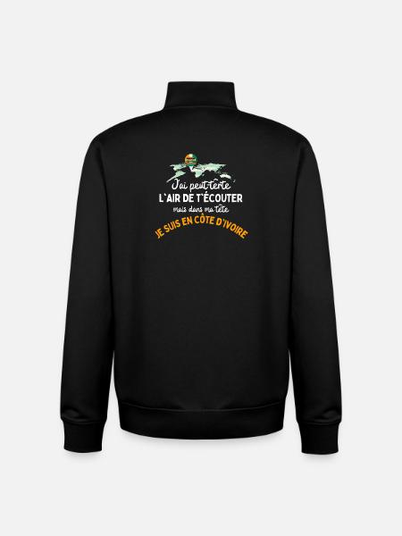Côte d'Ivoire en tête - Sweat zippé unisexe en coton bio Stanley/Stella - noir