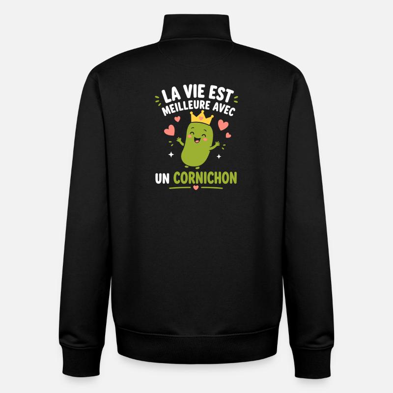 Cornichon - Sweat zippé unisexe en coton bio Stanley/Stella - noir