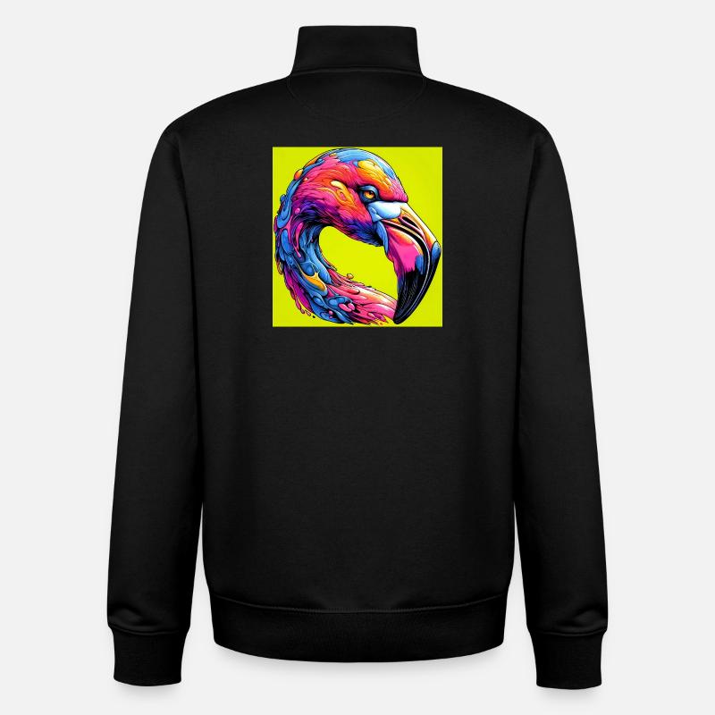 flamingo - Unisex Organic Zip Sweatshirt by Stanley/Stella - black