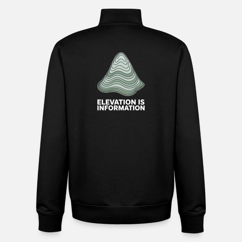 Elevation Is Information Topographic - Unisex Organic Zip Sweatshirt by Stanley/Stella - black