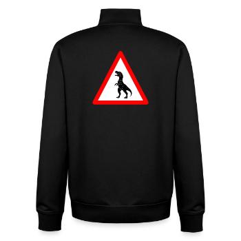 Beware Tyrannosaurus Rex Ahead - Unisex Organic Zip Sweatshirt by Stanley/Stella - black - Back - AI Model Male 185 light (185cm)