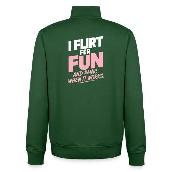 I Flirt For Fun Dating Flirt Anmachspruch Single - Unisex Organic Zip Sweatshirt by Stanley/Stella - bottle green - Back - AI Model Male 185 dark (185cm)