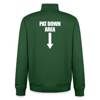 Pat Down Bereich Pfeil nach unten Lustiger Flughaf - Unisex Organic Zip Sweatshirt von Stanley/Stella - Flaschengrün - Hinten - AI Model Male 185 dark (185cm)