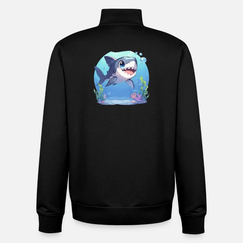 Requins Requin - Sweat zippé unisexe en coton bio Stanley/Stella - noir