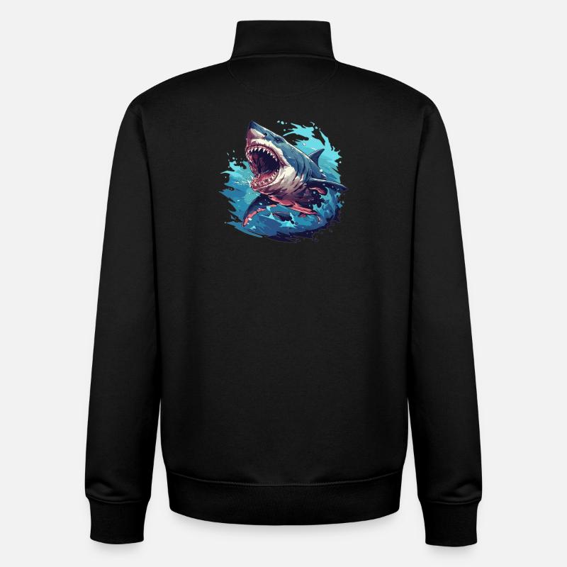 Requins Requin - Sweat zippé unisexe en coton bio Stanley/Stella - noir