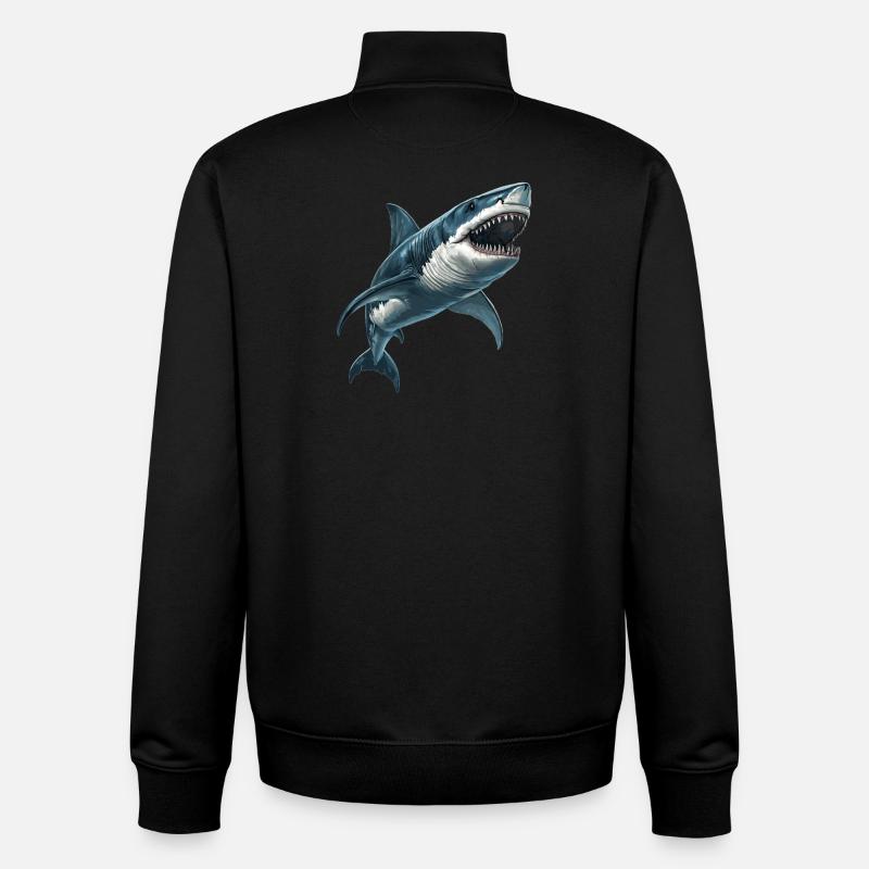 Requins Requin - Sweat zippé unisexe en coton bio Stanley/Stella - noir