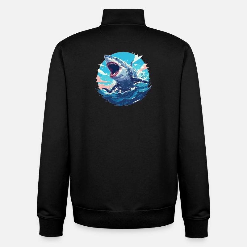 Requins Requin - Sweat zippé unisexe en coton bio Stanley/Stella - noir