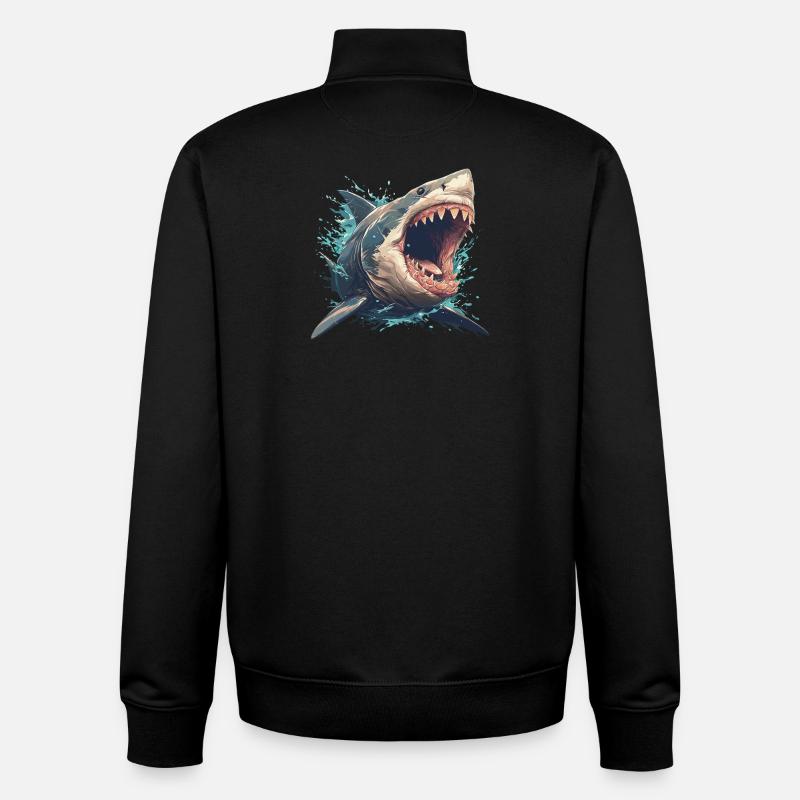 Requins Requin - Sweat zippé unisexe en coton bio Stanley/Stella - noir