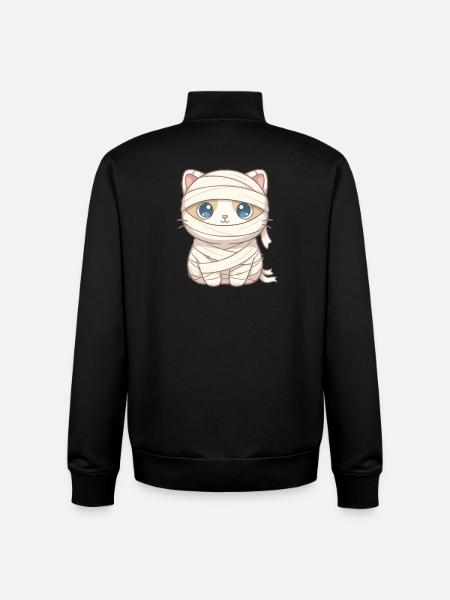 Cat as mummy on Halloween - Unisex Organic Zip Sweatshirt by Stanley/Stella - black