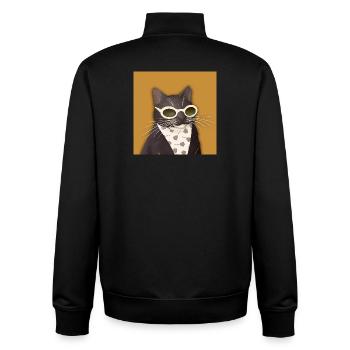 Katze in Lederjacke und Sonnenbrille - Unisex Organic Zip Sweatshirt von Stanley/Stella - Schwarz - Hinten - AI Model Male 185 light (185cm)