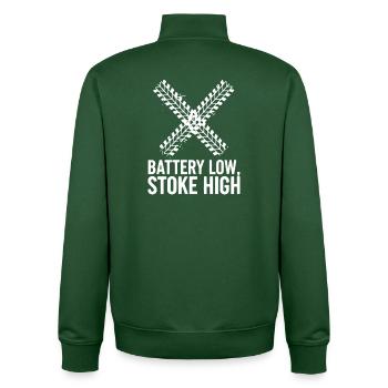 Battery Low Stoke High E-MTB Bike - Unisex Organic Zip Sweatshirt by Stanley/Stella - bottle green - Back - AI Model Male 185 dark (185cm)