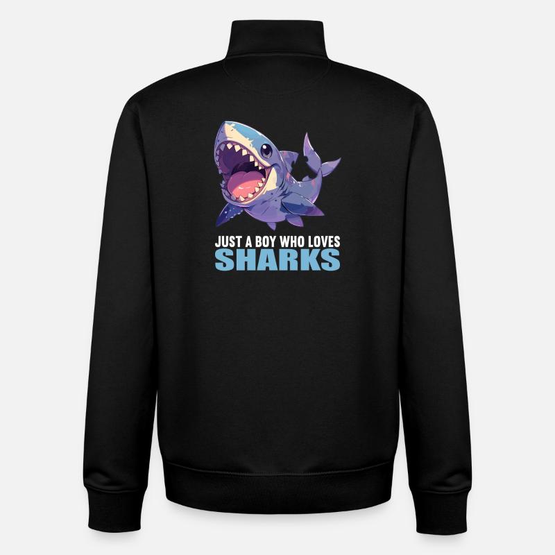 Requins Requin - Sweat zippé unisexe en coton bio Stanley/Stella - noir