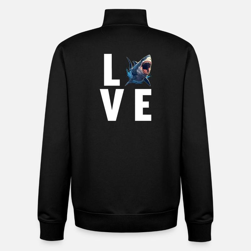 Requins Requin - Sweat zippé unisexe en coton bio Stanley/Stella - noir