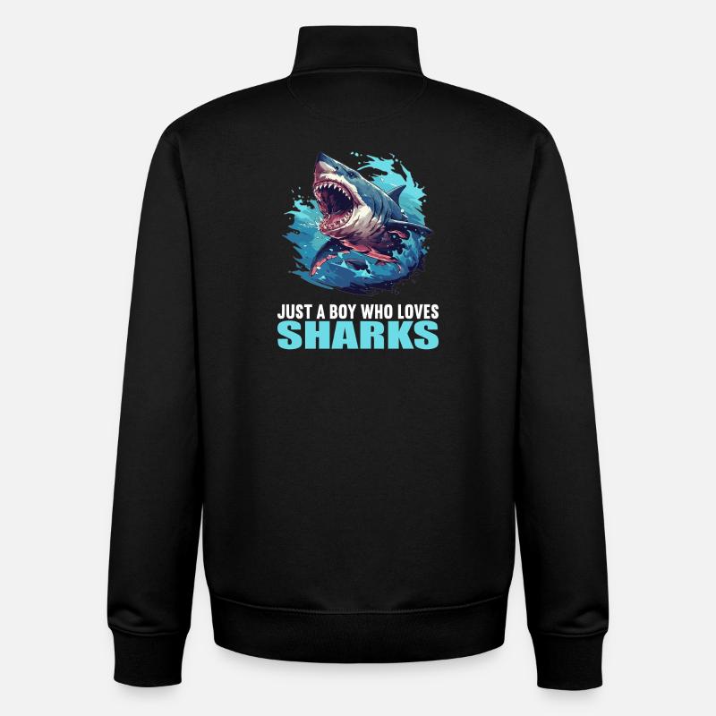 Requins Requin - Sweat zippé unisexe en coton bio Stanley/Stella - noir